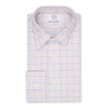 Classic Fit Flanello Brushed Cotton Check Shirt in Blue and Orange