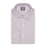 Tailored Fit Flanello Brushed Cotton Check Shirt in Red and Navy