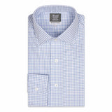 Tailored Fit Flanello Brushed Cotton Gingham Shirt in Sky Blue