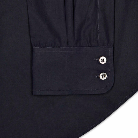 Tailored Fit Chambray Bank Collar Shirt in Midnight