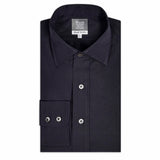 Tailored Fit Chambray Bank Collar Shirt in Midnight