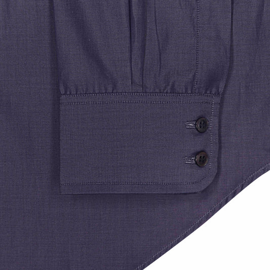 Tailored Fit Chambray Bank Collar Shirt in Navy