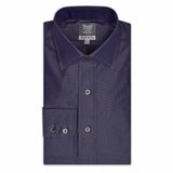 Tailored Fit Chambray Bank Collar Shirt in Navy