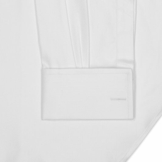 Classic Fit Wide Herringbone Double Cuff Shirt in White