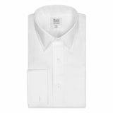 Classic Fit Wide Herringbone Double Cuff Shirt in White