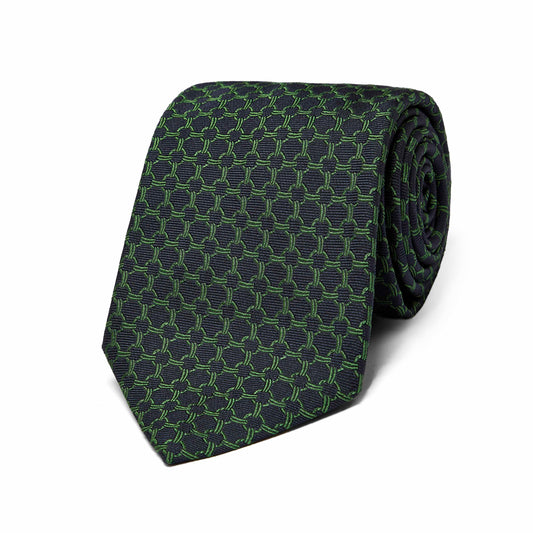 Nautical Knots Jacquard Silk Tie in Navy and Emerald