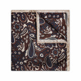 Floral Paisley Silk Pocket Square in Ivory and Copper
