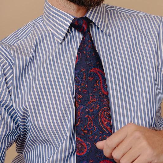 Paisley authentic madder silk tie in navy