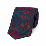 Paisley authentic madder silk tie in navy