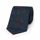 Classic Paisley Motif Madder Silk Tie in Navy