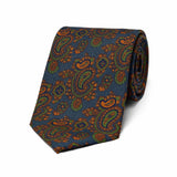 Abstract Paisley Hopsack Silk Tie in Airforce