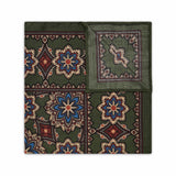 Moroccan Floral Design Silk and Wool Pocket Square in Howard