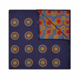 Abstract Target Motif Silk Pocket Square in Navy