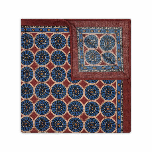 Feather Tablet Silk and Wool Pocket Square in Regency