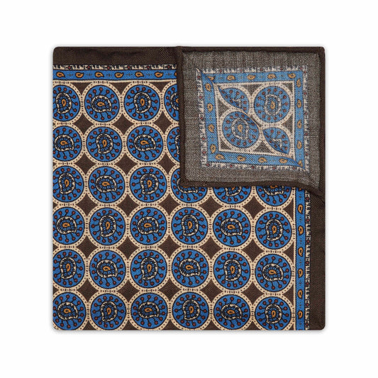 Feather Tablet Silk and Wool Pocket Square in Sable