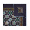 Floral Mosaic Silk Pocket Square in Navy