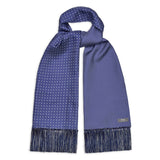 Double Sided Polka Dot Silk Twill Scarf in Airforce Blue
