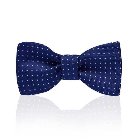 Mini Polka Dot Silk Adjustable Bow Tie in Royal Blue and White