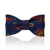 Navy and cobalt blue paisley madder silk bow tie