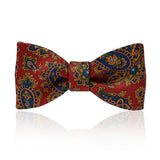 Red and navy paisley madder silk bow tie