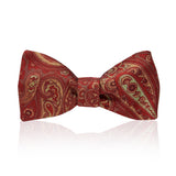 Red and orange paisley madder silk bow tie 
