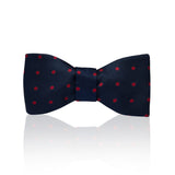 Navy and red spot silk bow tie