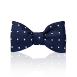 Navy and white Churchill spot silk bow tie
