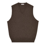 Men's v-neck cashmere slipover jumper in pepperpot brown-grey