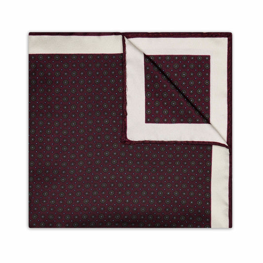 Miniature Floral Silk Pocket Square in Wine
