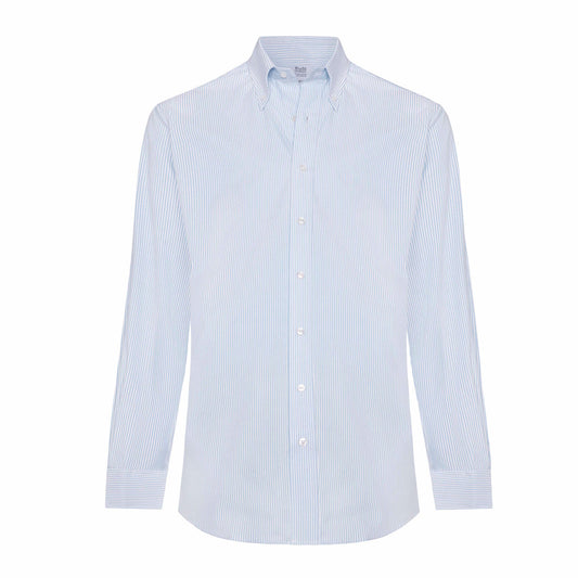Classic Fit Button Down Stripe Oxford Shirt in Sky and White