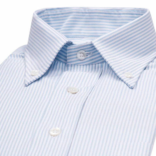 Classic Fit Button Down Stripe Oxford Shirt in Sky and White