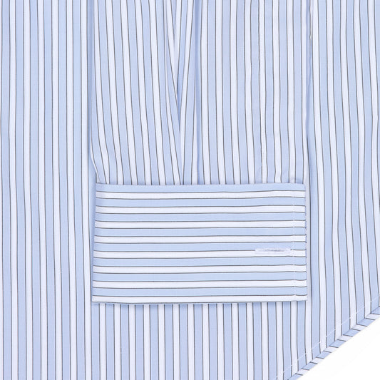 Tailored Fit Exclusive Budd Stripe Double Cuff Shirt in Sky Blue