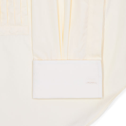 Sea Island Cotton Classic Fit Hand Pleated Dress Shirt in Cream