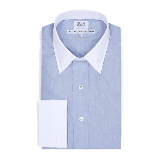 Exclusive Sea Island Cotton Classic Fit Winchester Shirt in Blue End on End