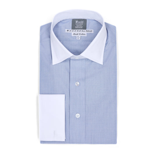 Exclusive Sea Island Cotton Tailored Fit Winchester Shirt in Blue End on End
