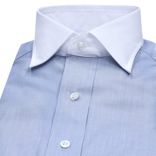 Exclusive Sea Island Cotton Tailored Fit Winchester Shirt in Blue End on End