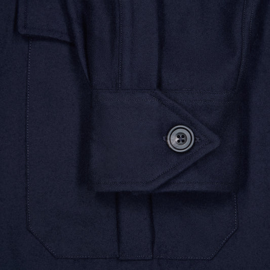 Cashmere Safari Jacket with Horn Buttons in Navy