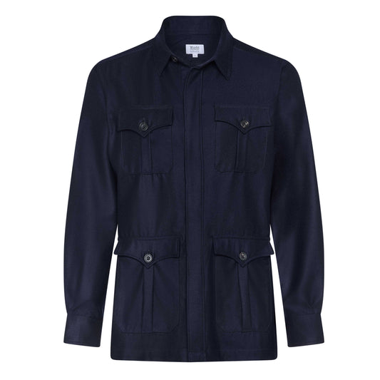Pure Cashmere Safari Jacket in Navy