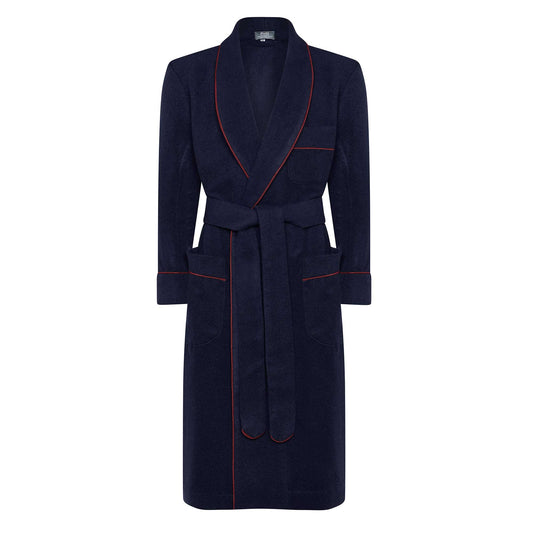 Pure Cashmere Dressing Gown in Navy and Wine