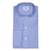 Classic Fit Stripe Poplin Formal Neckband Shirt in Blue