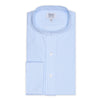 Classic Fit Stripe Poplin Formal Neckband Shirt in Sky Blue