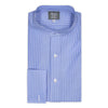 Tailored Fit Stripe Poplin Formal Neckband Shirt in Blue