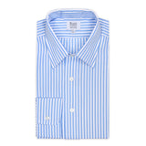 Classic Fit Block Stripe Poplin Button Cuff Shirt in Sky Blue