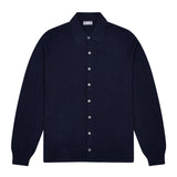 Walton Cotton and Cashmere Fine Knit Long Sleeve Shirt in Navy