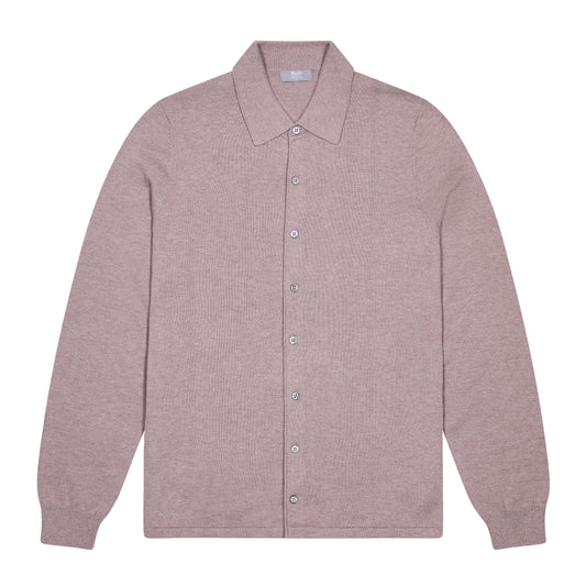 Walton Cotton and Cashmere Fine Knit Long Sleeve Shirt in Sahara