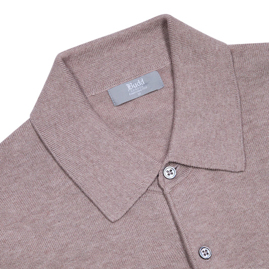 Walton Cotton and Cashmere Fine Knit Long Sleeve Shirt in Sahara