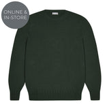 Dark green sweater on a white background with 'Online & In-Store' label.