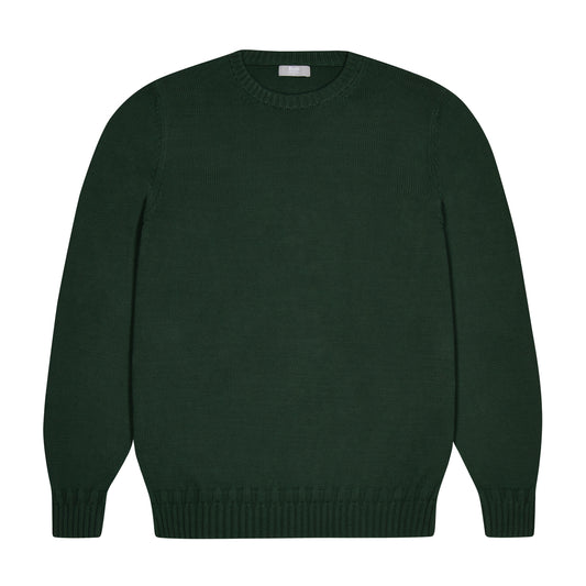 Hayle Cotton Relaxed Knit Crew Neck Jumper in Charleston Green