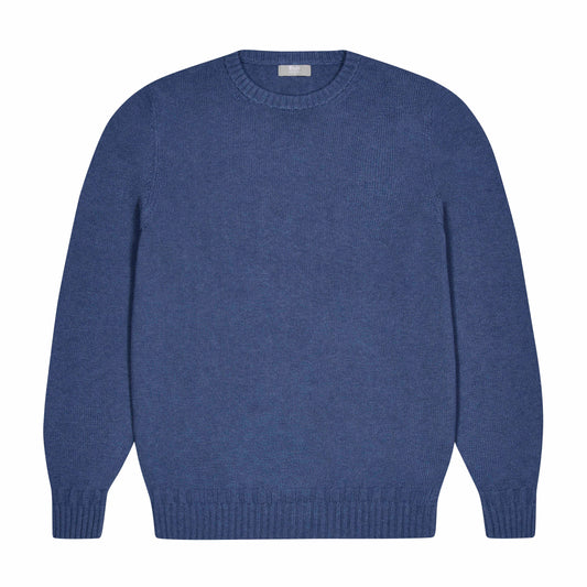 Hayle Cotton Relaxed Knit Crew Neck Jumper in Denim Blue
