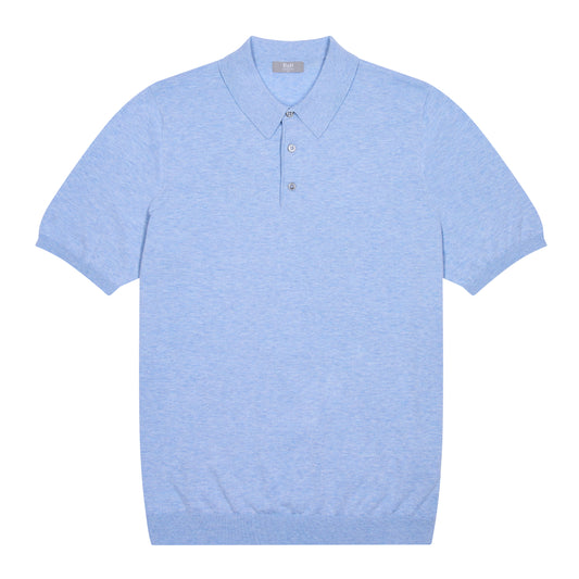Liston Cotton Fine Knit Short Sleeve Polo Shirt in Capri